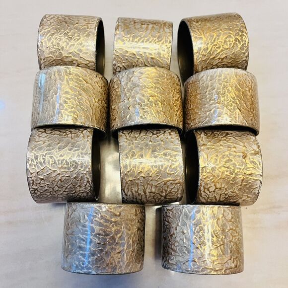 Gold Color Veneer with Acrylic Coating Napkin Rings Set Of 11 - Picture 1 of 7